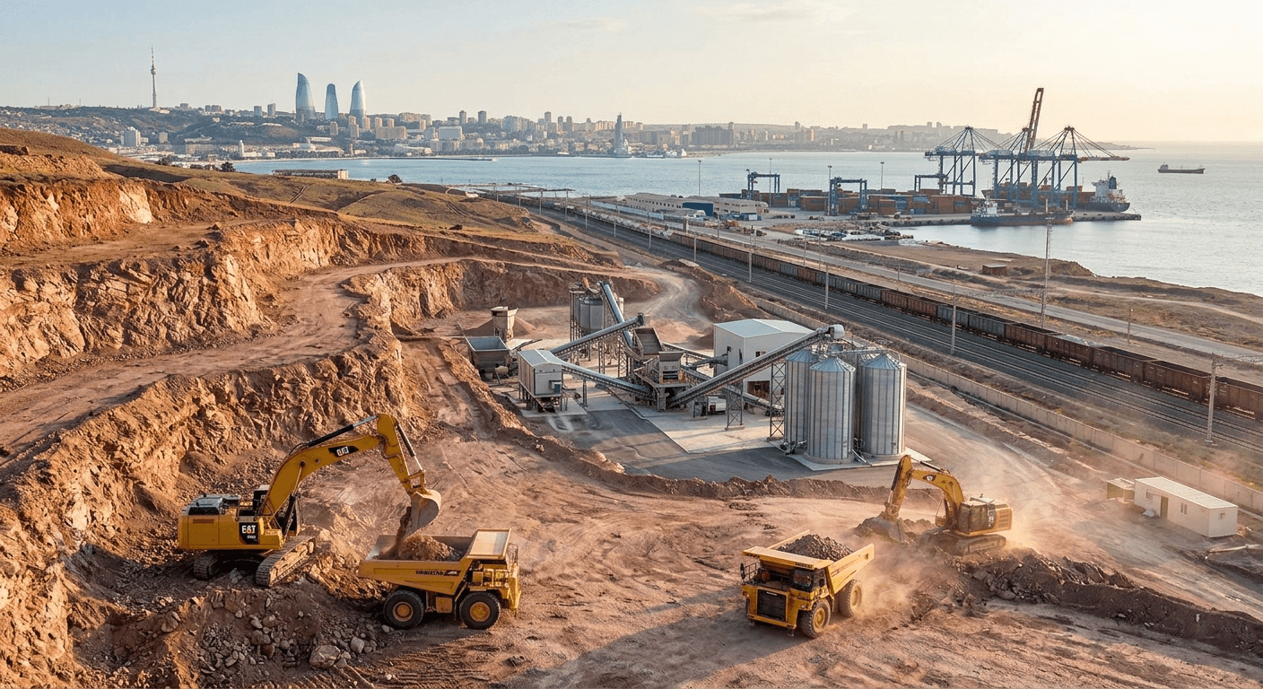 Open-pit mining operation and industrial infrastructure