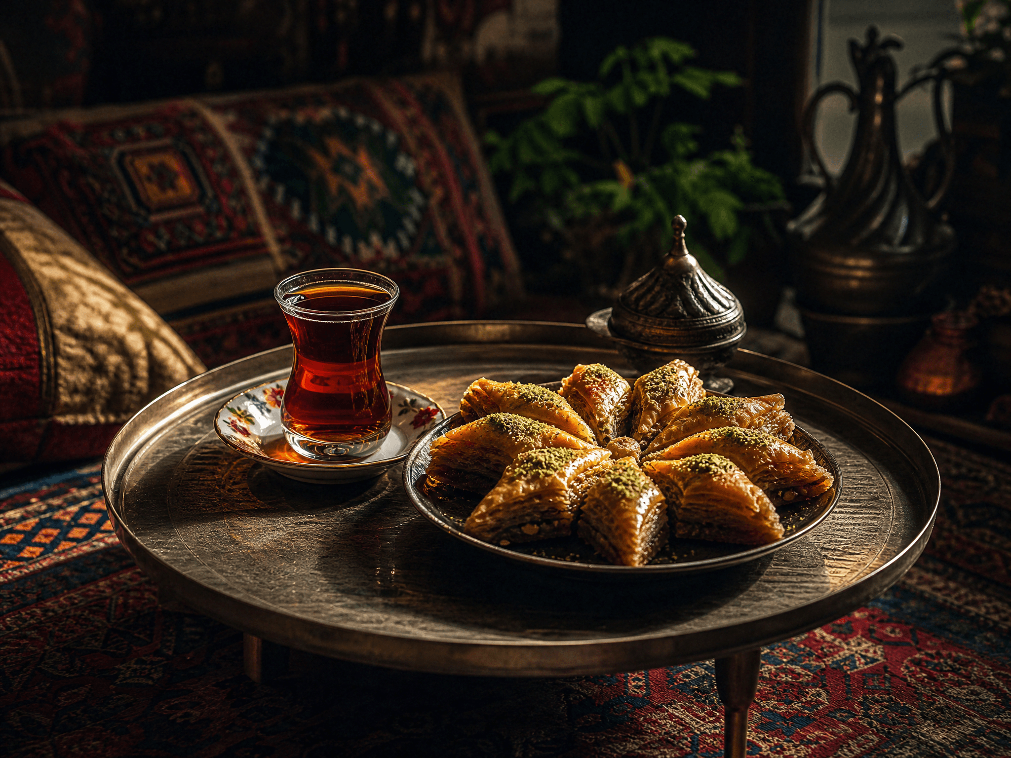 Azerbaijani pakhlava and black tea