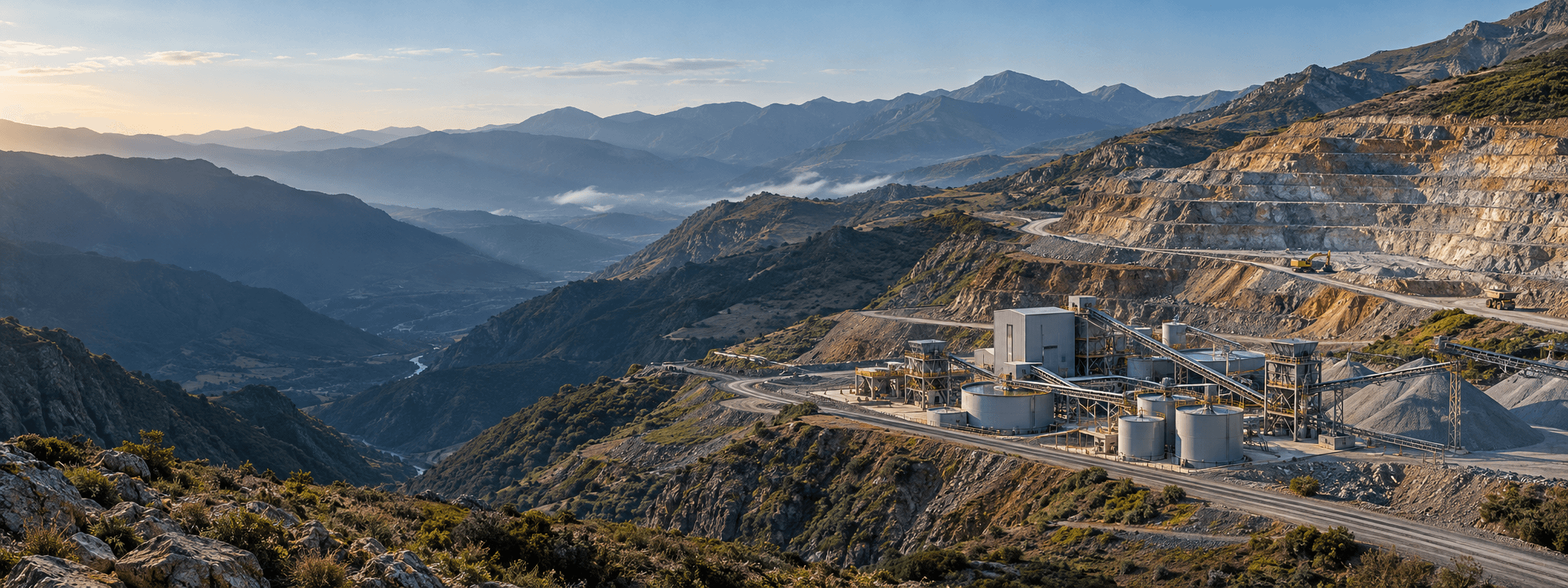 Modern copper mine and mineral processing operation in the mountainous Karabakh and East Zangezur landscape