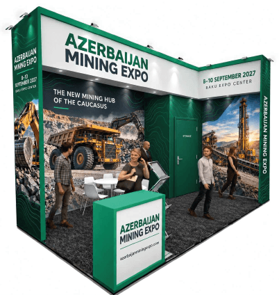Show Ready Azerbaijan Mining Expo stand with custom design and meeting area