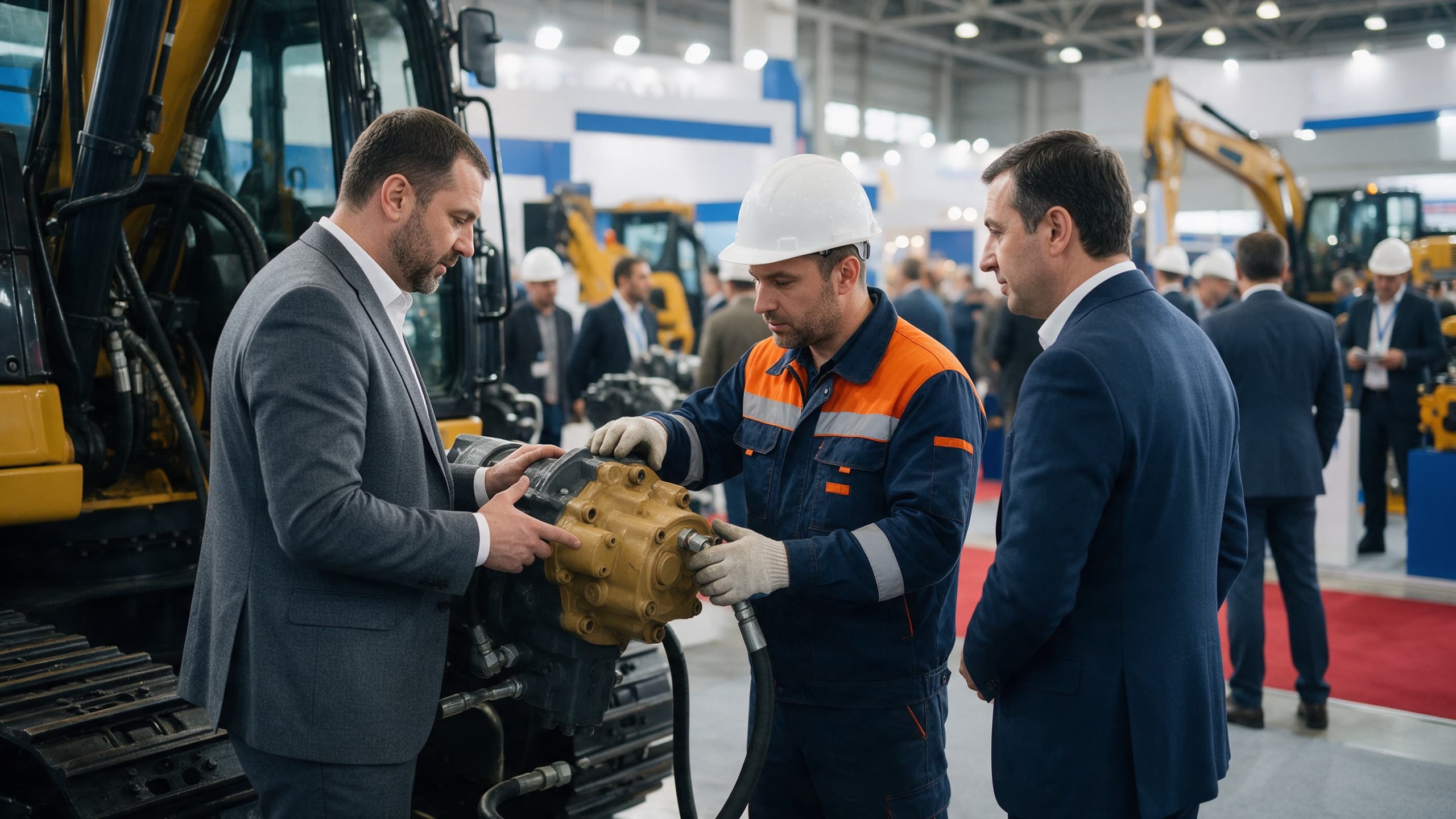 Professional discussions and networking at a mining exhibition